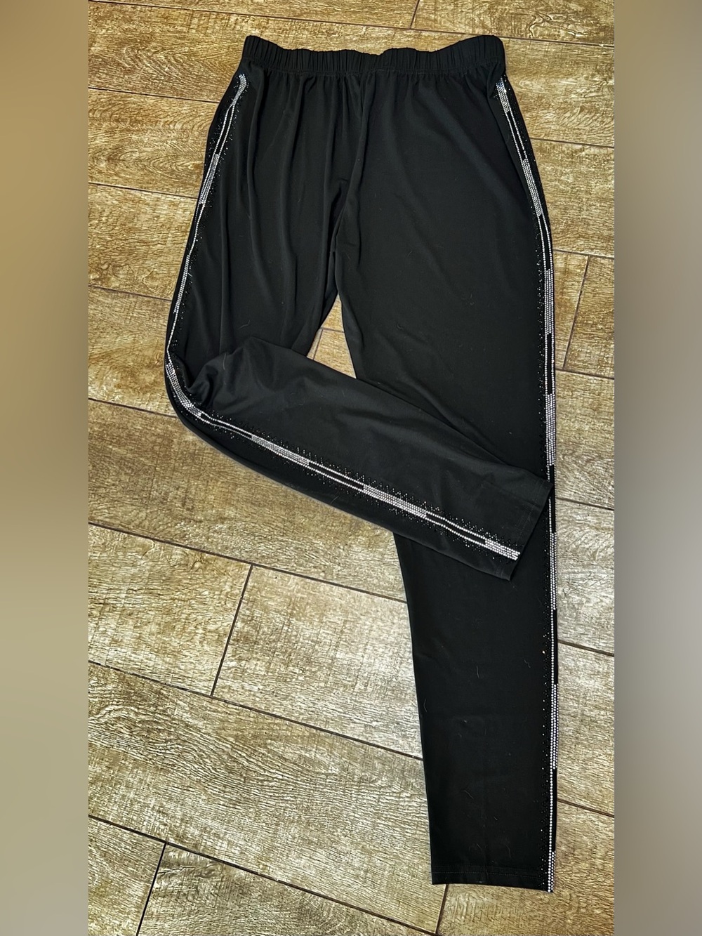 Black knit elastic waist with rhinestone bling sides